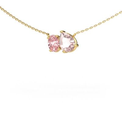 Pendant Toi et Moi PER OVL 585 gold morganite champagne 8x6 mm