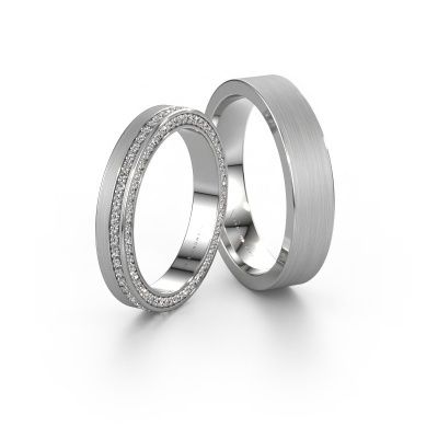 Wedding rings set WH2214LM15BM ±0.20x0.08 in 14 Carat white gold diamond 0.005 crt
