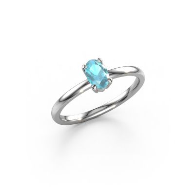 Verlovingsring Lynelle 1 950 platina blauw topaas 6x4 mm