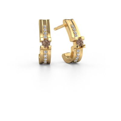 Boucles d'oreilles Myrthe 585 or jaune diamant brun 0.20 crt