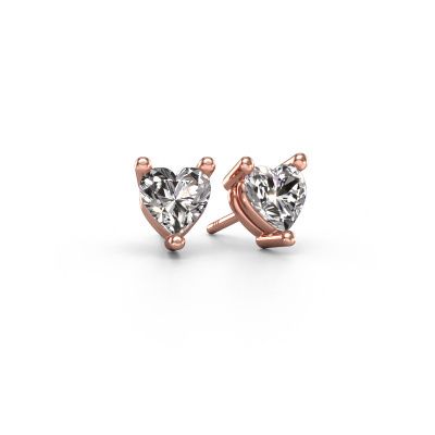 Stud earrings Garnet 585 rose gold diamond 1.60 crt