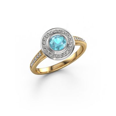 Engagement ring Noud 2 RND 585 gold blue topaz 5 mm