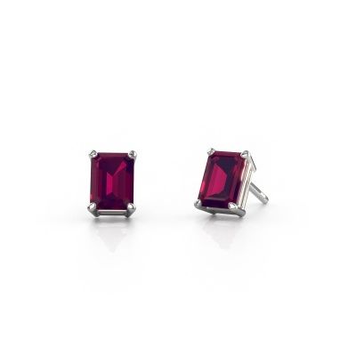 Stud earrings Sam EME 950 platinum rhodolite 7x5 mm