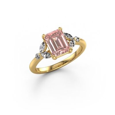 Engagement ring Megan EME 585 gold pink lab grown diamond 8x6 mm