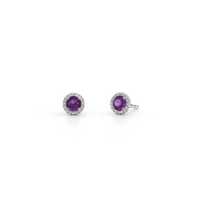 Earrings Seline rnd 950 platinum amethyst 4 mm