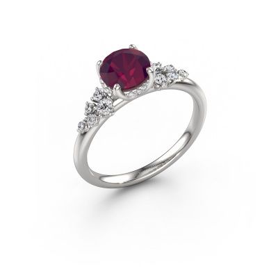 Engagement ring Emma RND 585 white gold rhodolite 6.5 mm