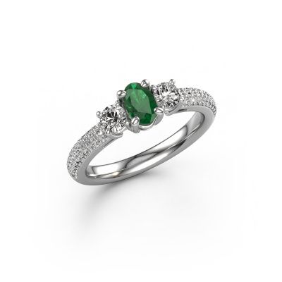 Engagement ring Marielle OVL 585 white gold emerald 6.5x4.5 mm