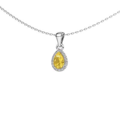 Necklace Seline per 585 white gold yellow sapphire 6x4 mm