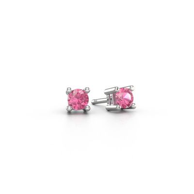 Clous d'oreilles Eline 950 platine saphir rose 5 mm