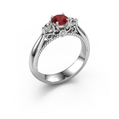 Engagement ring Tiffani 950 platinum ruby 5 mm