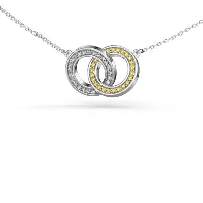 Necklace Circles 2 585 white gold yellow sapphire 1 mm
