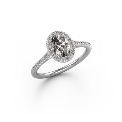 Engagement ring Seline ovl 2 950 platinum zirconia 7x5 mm