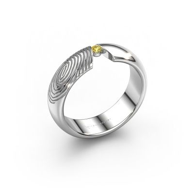 Trouwring Leonila 950 platina ±5,5x1.8 mm gele saffier