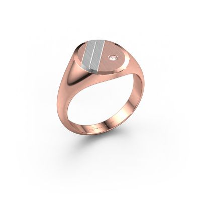 Signet ring Wesley 2 585 rose gold morganite champagne 2 mm