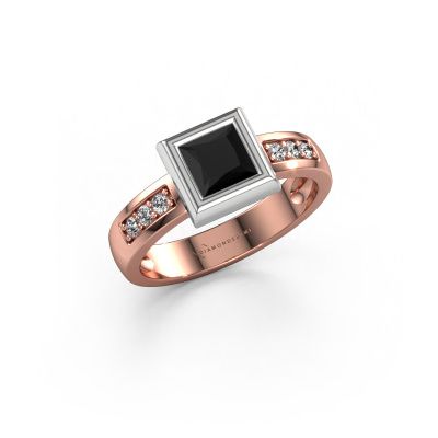 Bague Charlotte Square 585 or rose diamant noir 0.90 crt