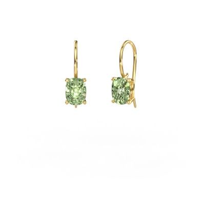 Drop earrings Cleo CSH 585 gold green lab grown diamond 8x6 mm