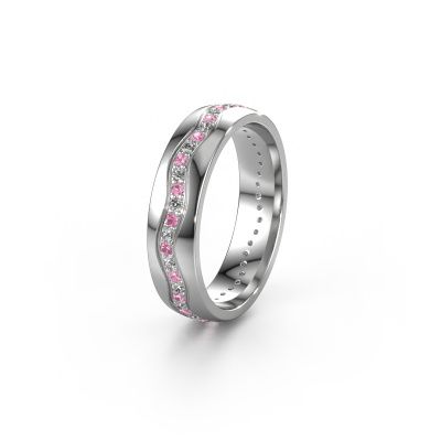 Wedding ring WH0803L25AP 950 platinum pink sapphire ±0.20x0.07 in