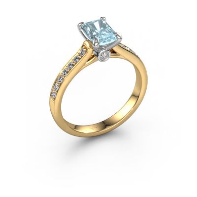 Engagement ring Valorie rad 2 585 gold blue lab grown diamond 7x5 mm
