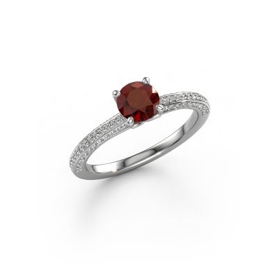 Engagement ring Elenore rnd 585 white gold garnet 5.4 mm