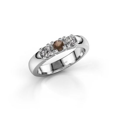 Ring Rianne 3 585 witgoud rookkwarts 3.4 mm