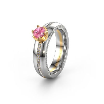 Weddings ring WH0416L25E 585 gold pink sapphire ±0.20x0.1in