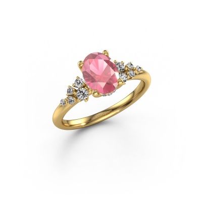 Engagement ring Emma OVL 585 gold tourmaline pink 8x6 mm