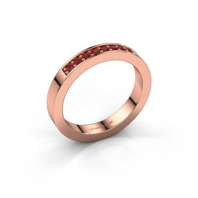 Stackable ring Loes 5 585 rose gold ruby 1.7 mm