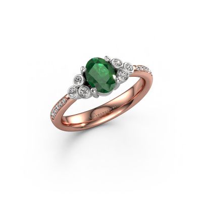 Engagement ring Lucy 2 585 rose gold emerald 7x5 mm