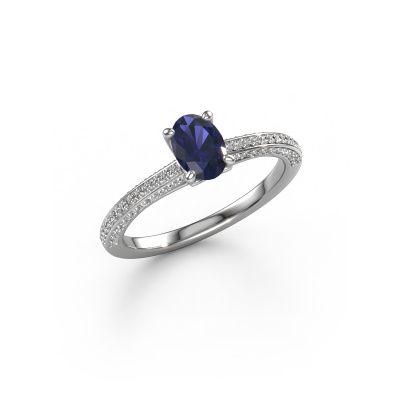 Engagement ring Elenore ovl 585 white gold sapphire 6.5x4.5 mm
