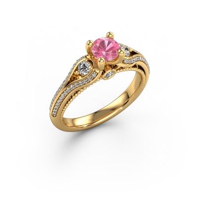 Bague de fiançailles Nikita 585 or jaune saphir rose 5 mm