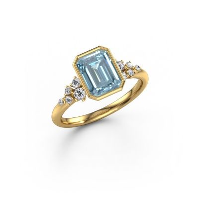 Engagement ring Aliyah EME 585 gold blue lab grown diamond 8x6 mm