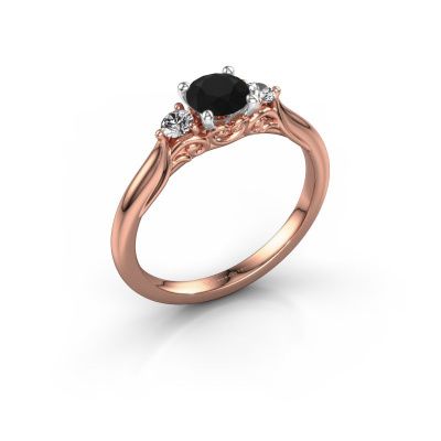 Verlovingsring Laurian RND 585 rosé goud zwarte diamant 0.80 crt