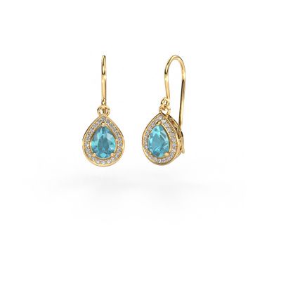 Drop earrings Beverlee 1 585 gold blue topaz 7x5 mm