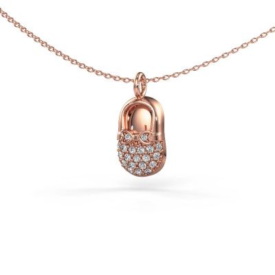 Pendant Babyshoe 585 rose gold zirconia 1.3 mm