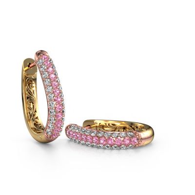 Hoop earrings Danika 12.5 A 585 rose gold pink sapphire 1.7 mm