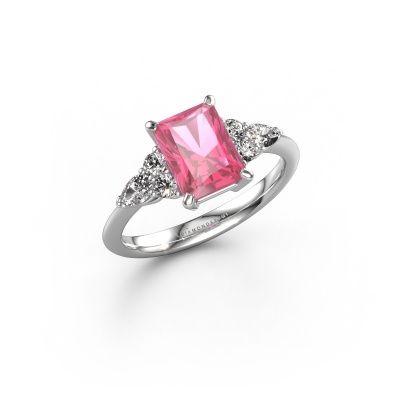 Engagement ring Melani RAD 950 platinum pink sapphire 8x6 mm