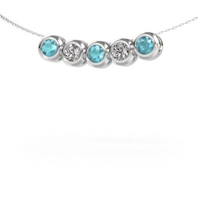 Necklace Kim 5 585 white gold blue topaz 4 mm