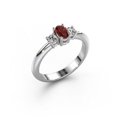 Engagement ring Karie 585 white gold garnet 5x3 mm