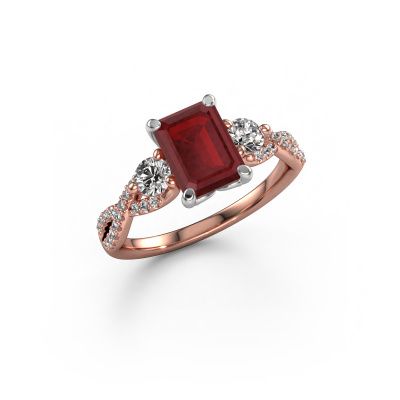 Engagement ring Marilou EME 585 rose gold ruby 8x6 mm