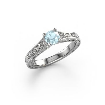 Engagement ring Mallory rnd 950 platinum aquamarine 5 mm