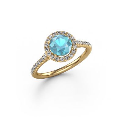Bague de fiançailles Seline rnd 2 585 or jaune topaze bleue 6.5 mm