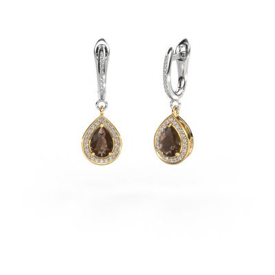 Drop earrings Ginger 2 585 gold smokey quartz 7x5 mm