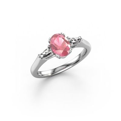 Engagement ring Indy OVL 950 platinum tourmaline pink 8x6 mm