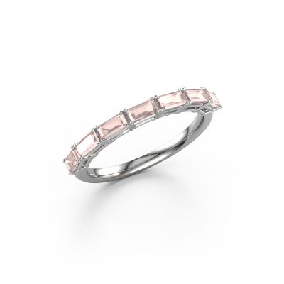 Ring Vivienne half EME 585 white gold morganite champagne 4x2 mm