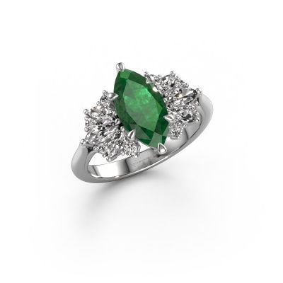 Engagement ring Jaimie 585 white gold emerald 12x6 mm