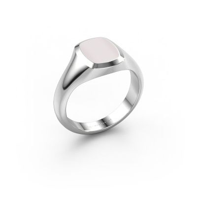 Bague pinky Benjamin 1 585 or blanc nicolo rouge 10x8 mm