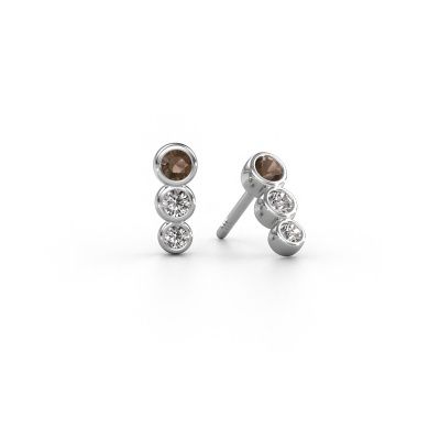 Boucles d'oreilles Felica 585 or blanc quartz fumé 2.7 mm