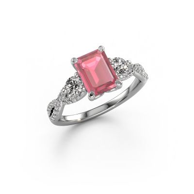 Engagement ring Marilou EME 950 platinum tourmaline pink 8x6 mm