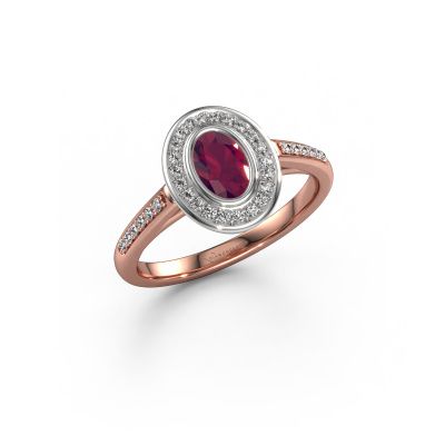 Engagement ring Noud 2 OVL 585 rose gold rhodolite 6x4 mm