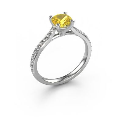 Bague de fiançailles Mignon RND 2 950 platine saphir jaune 6 mm